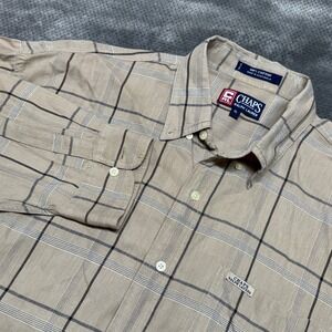 Chaps Ralph Lauren Mens XL Tan Beige Plaid Long Sleeve Button Down Shirt